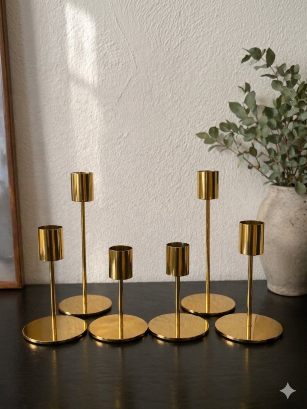 6pcs | Gold Square Metal Candlestick Holders